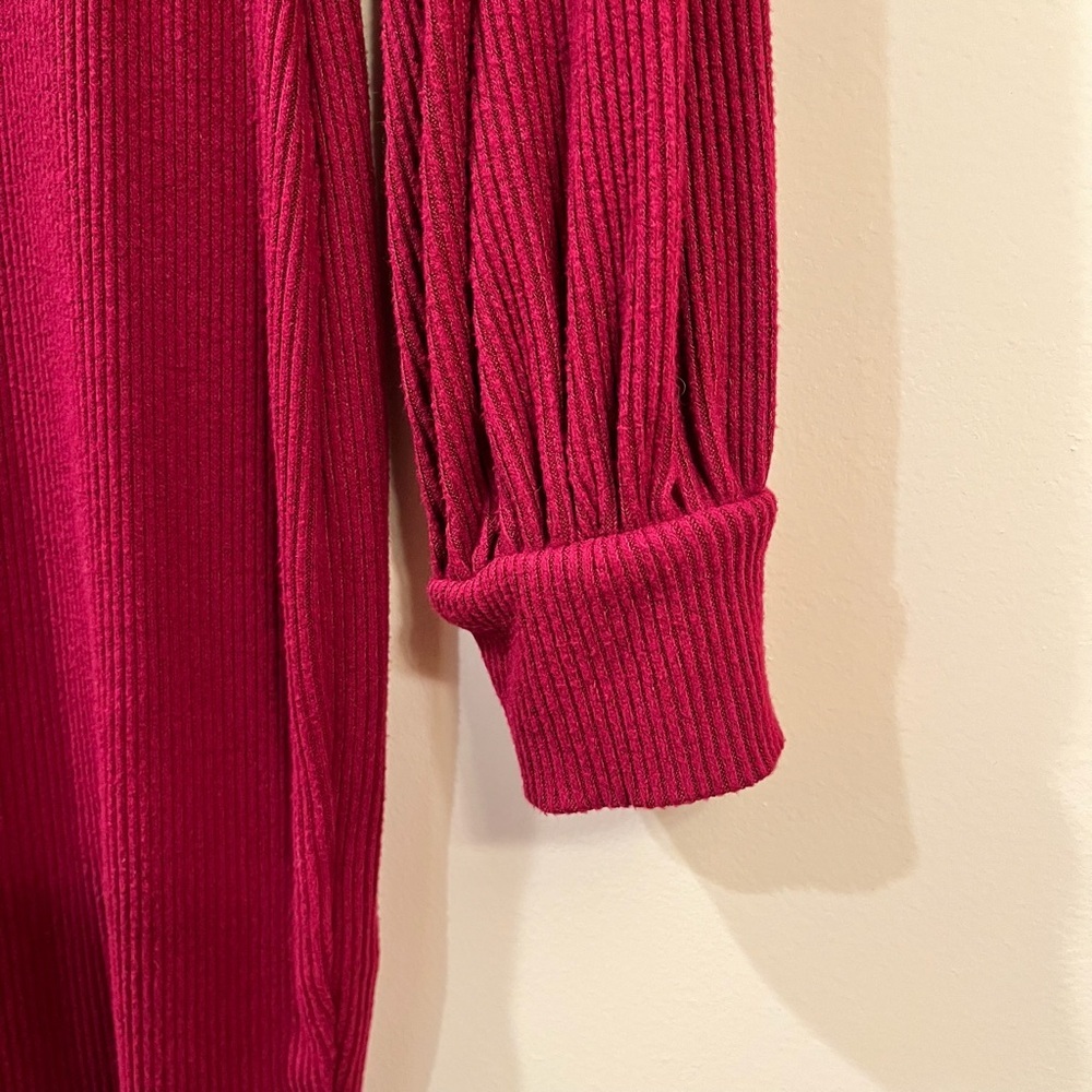 Express Mock Neck Ribbed Long Sleeve Mini Dress - Size Small - Picture 4 of 10